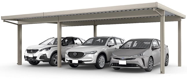 カーポートST 3000(耐積雪100㎝)横連棟1台+2台