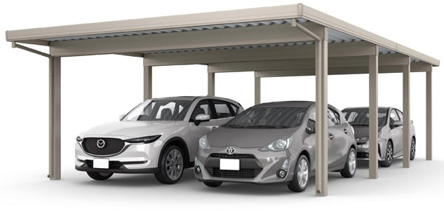 カーポートST 3000(耐積雪100㎝)縦連棟2台+2台