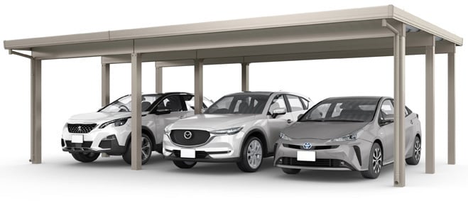 カーポートST 4500(耐積雪150㎝)横連棟1台+2台