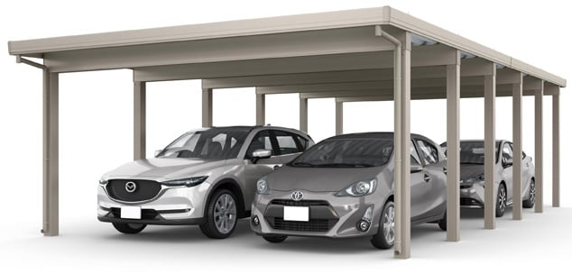 カーポートST 4500(耐積雪150㎝)縦連棟2台+2台