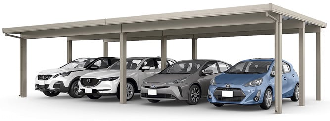 カーポートST 4500(耐積雪150㎝)横連棟2台+2台