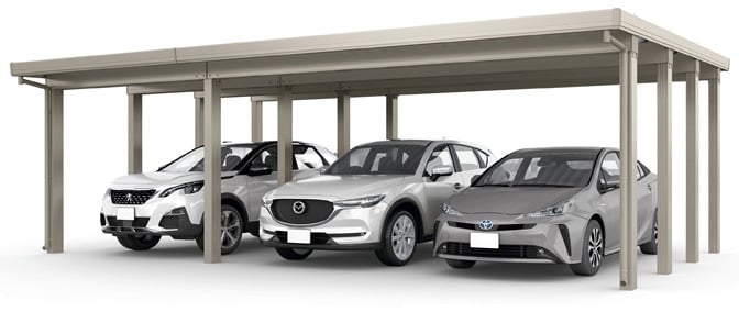 カーポートST 6000(耐積雪200㎝)横連棟1台+2台